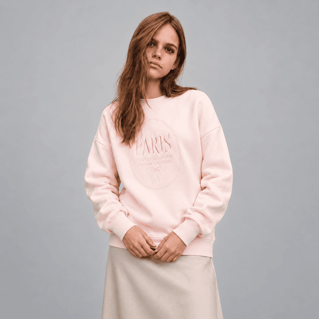 Oversized Printed Sweatshirt — Light pink/Paris