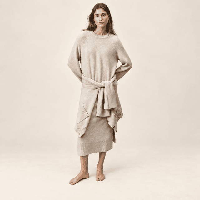 Knit Maxi Dress — Light dusty beige