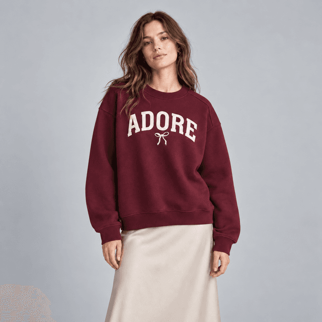 Loose-Fit Printed Sweatshirt — Dark red/Adore