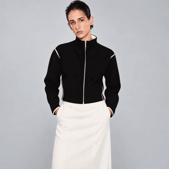 Cardigan with Zipper — Black
