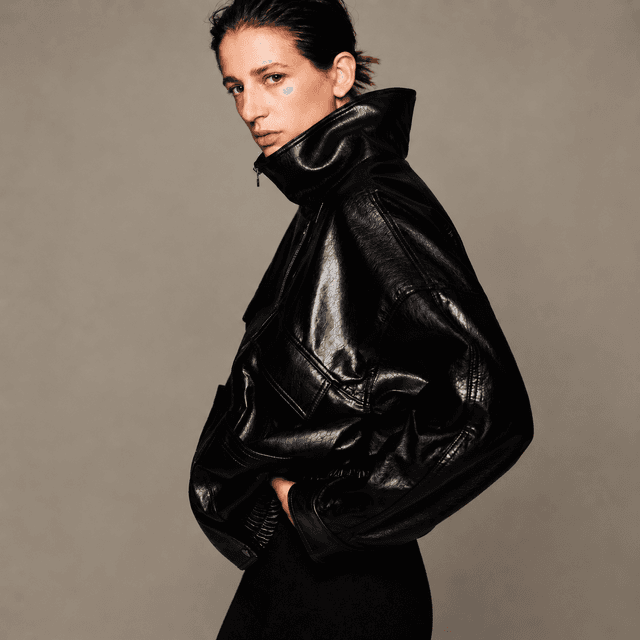 Oversized Coated Jacket — Black