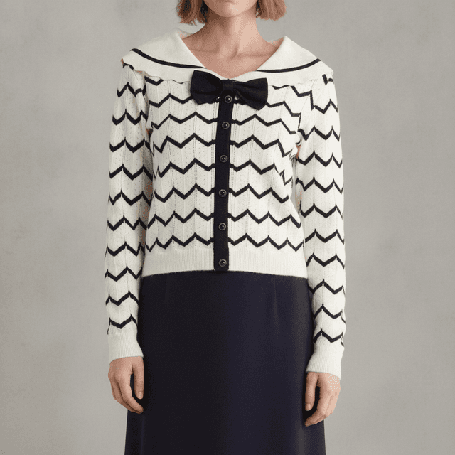 Zigzag Bow Sailor Collar Sweater