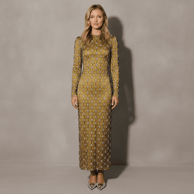 x Style By Simkins Rosemary Beaded Novelty Maxi Dress