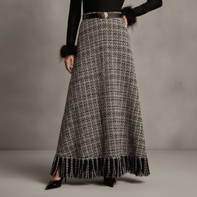 Motf Tweed Maxi Skirt