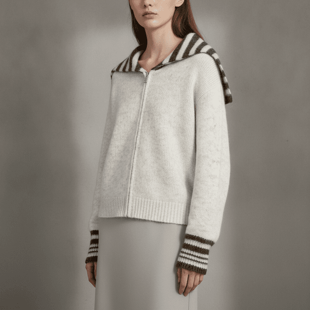 Sweetra Apricot Striped Cardigan