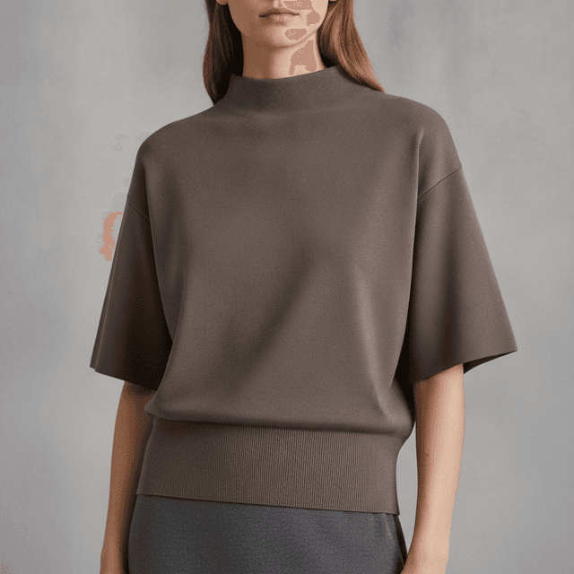 H&M Mock Turtleneck Top in Dark Taupe