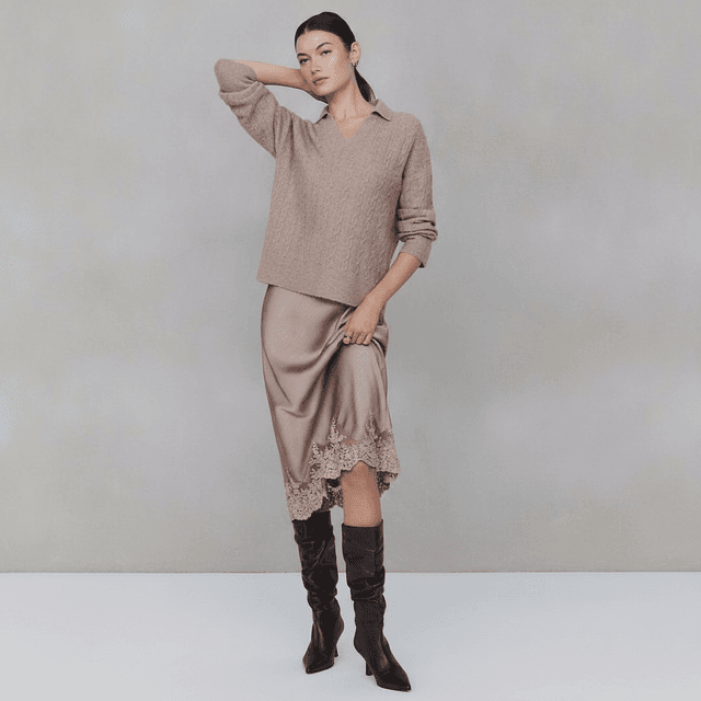 Mare Mare Twofer Cable Sweater and Slip Dress