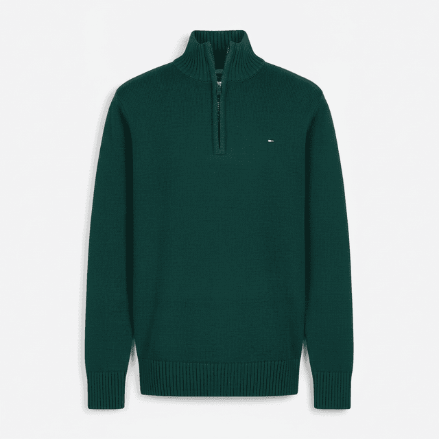Tommy Hilfiger Boys Quarter-Zip Sweater — Rain Forest