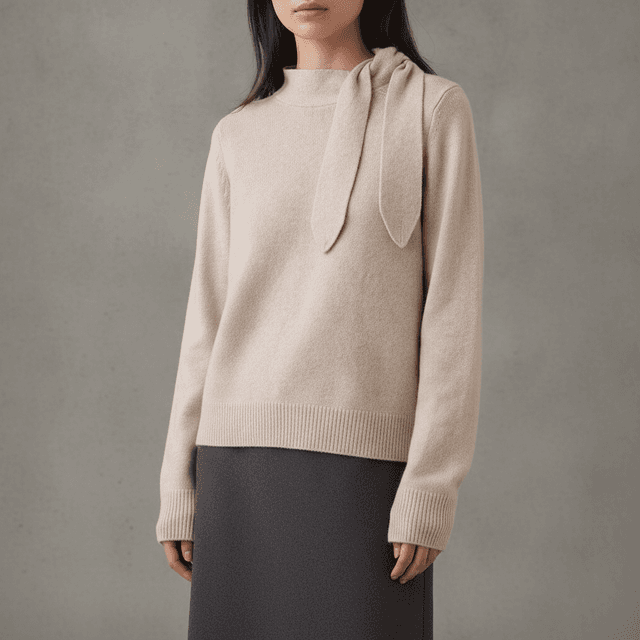 CashSoft Tie-Neck Sweater