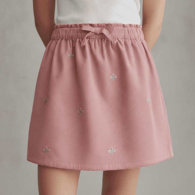 H&M x Morris & Co. Embroidered-Detail Corduroy Skirt