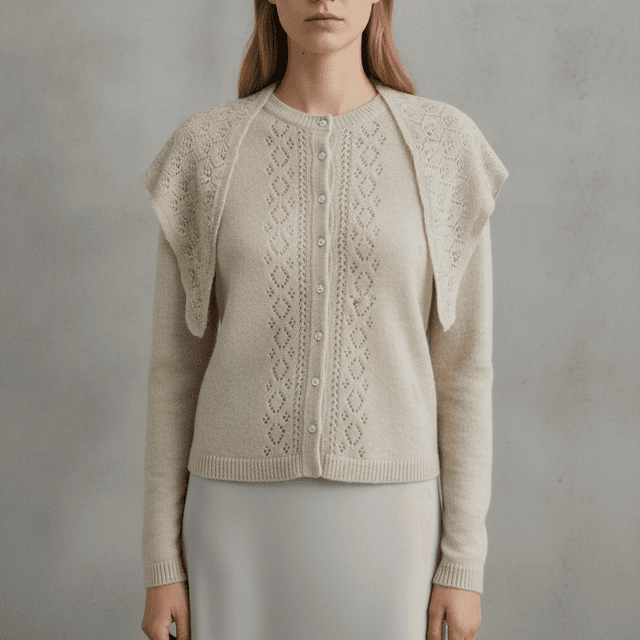 Cardigan with Scarf and Openwork Details