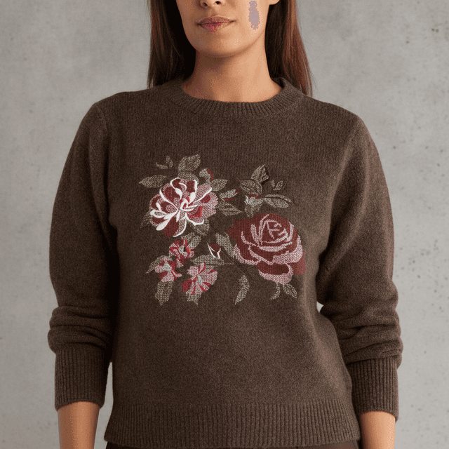 Floral Embroidered Crewneck Sweater