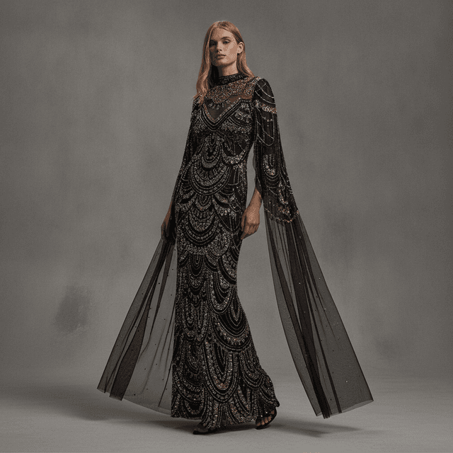 Women's Beaded Midaxi Cape Dress