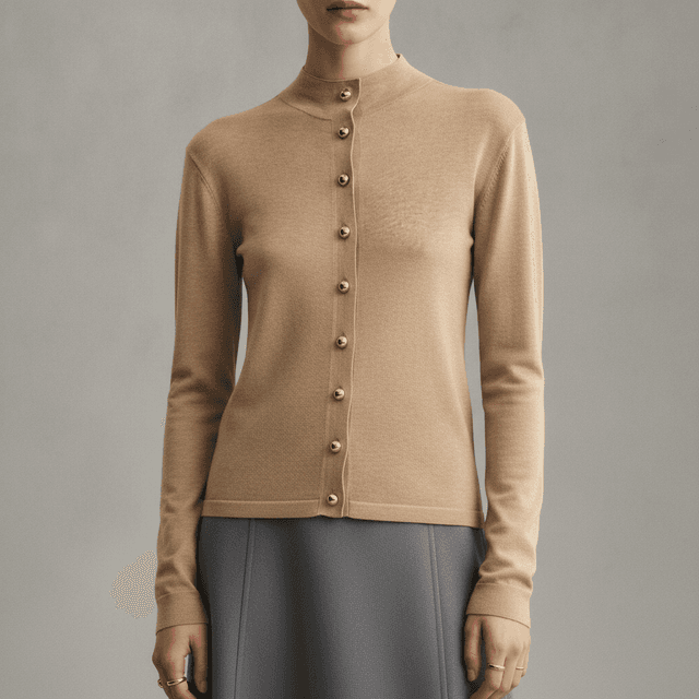 MOCK TURTLENECK CARDIGAN