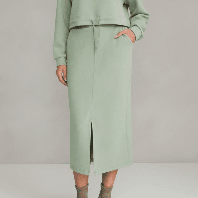 EXLURA Sweatshirt and Split Midi Skirt Set