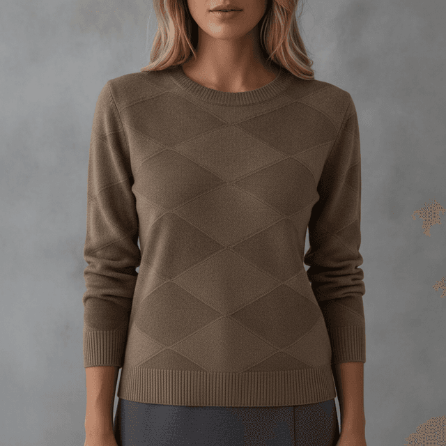Sipaya Coffee Diamond-Knit Sweater
