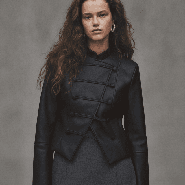 Coated Button-Detail Jacket — Black