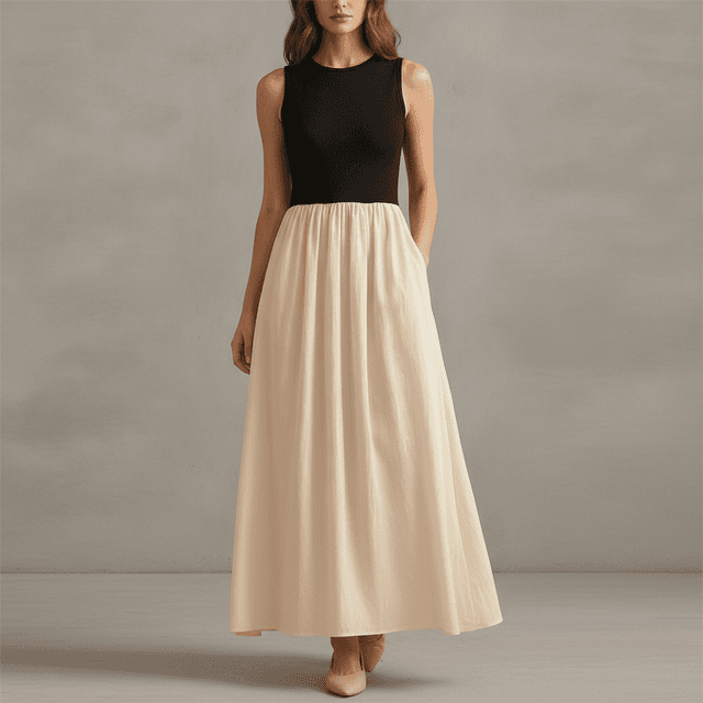 Prettygarden Beige Pleated Maxi Dress