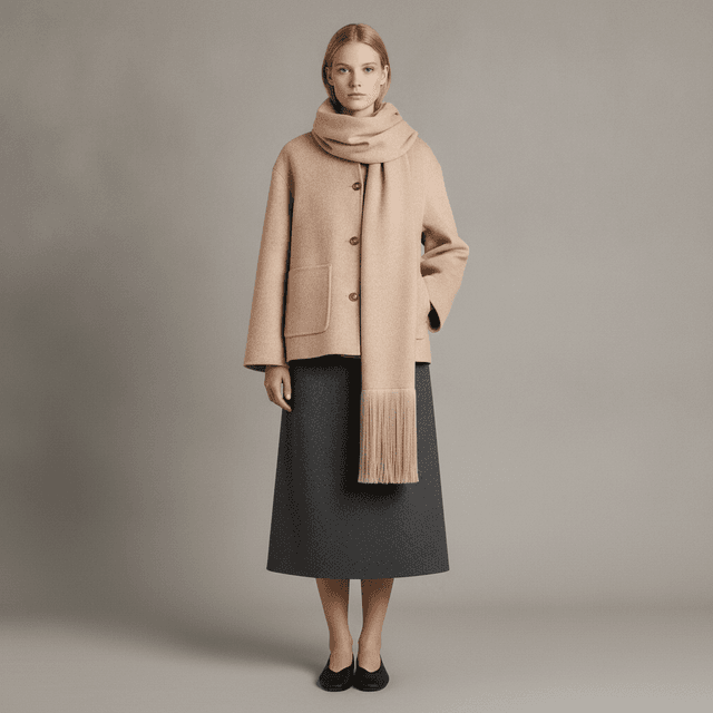 HANDMADE WOOL-BLEND JACKET WITH SCARF