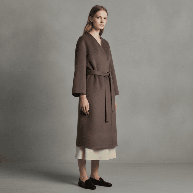 Wool-Blend Tie-Belt Coat