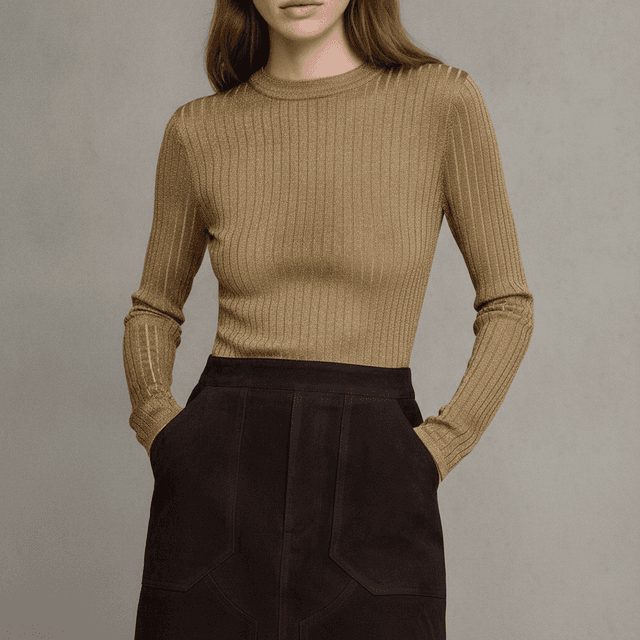 Metallic Crew-Neck Sweater