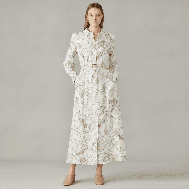 Women's Tie Waist Maxi Shirtdress