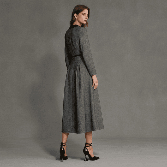 Motf Grey Pleated Midi Dress