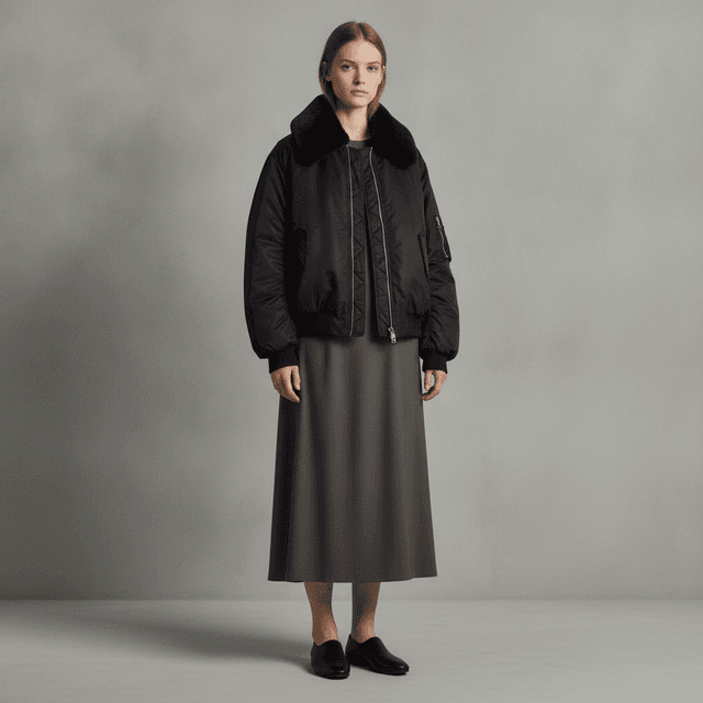Fluffy-Collar Bomber Jacket