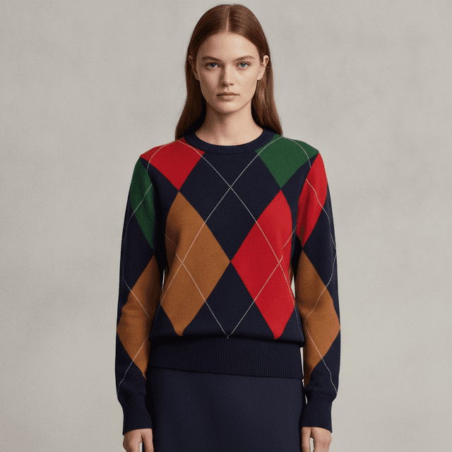 Tommy Hilfiger Women's Argyle Crewneck Cotton Sweater