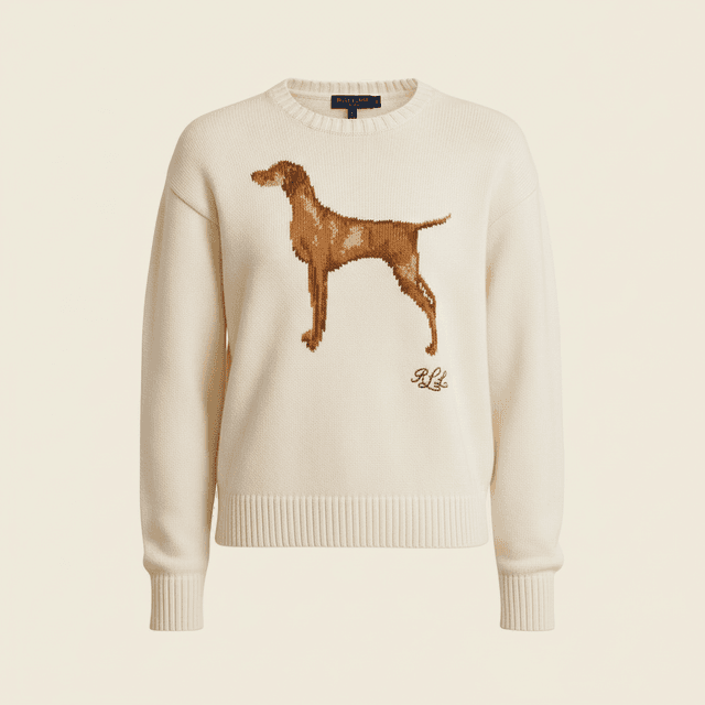 Intarsia Vizsla Knit Cotton Sweater