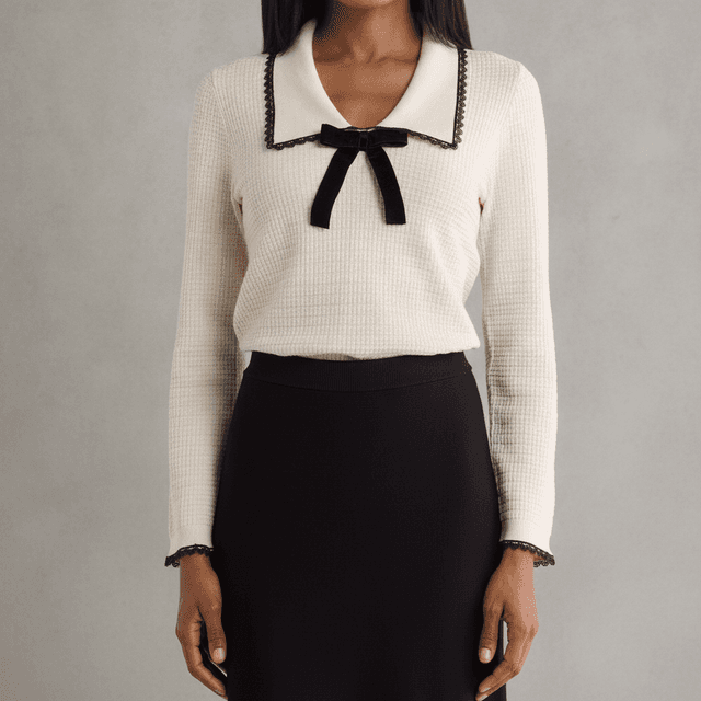 Bow Waffle Knit Sweater