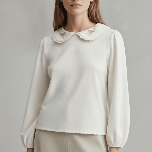 H&M x Morris & Co. Embroidered-Detail Cotton Blouse
