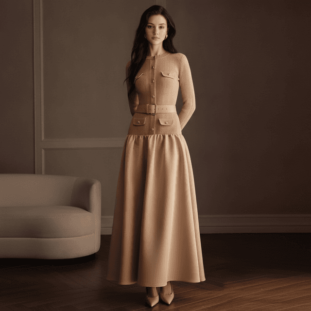 Anewsta Camel Knit Dress