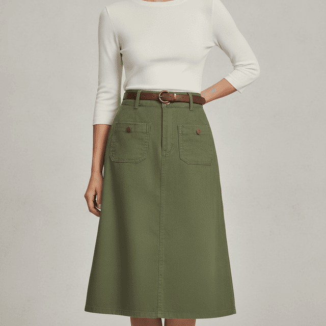 Belle Poque Belted Denim Skirt