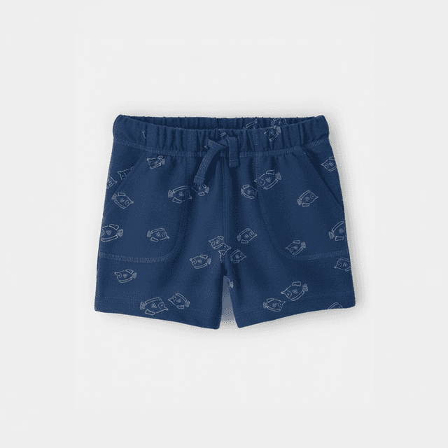 Toddler Boy Fish French Terry Shorts Blue