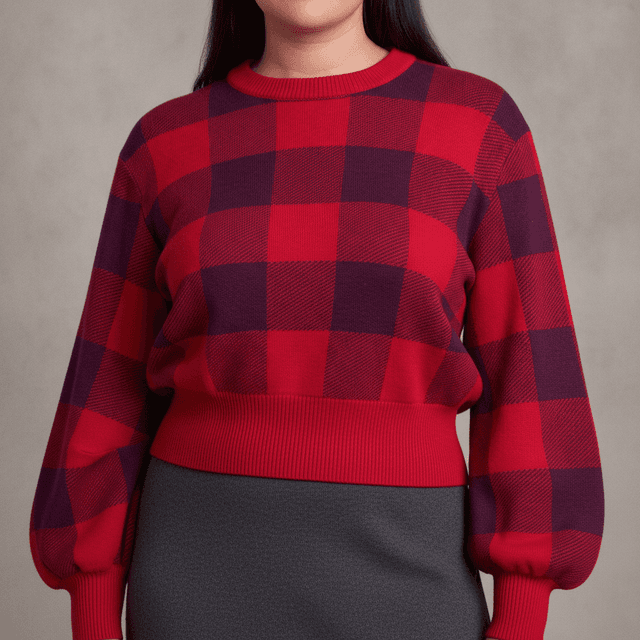 Intarsia Puff-Sleeve Sweater