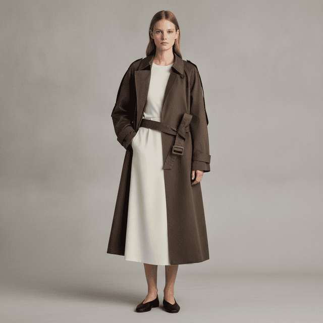 Oversized Twill Trench Coat