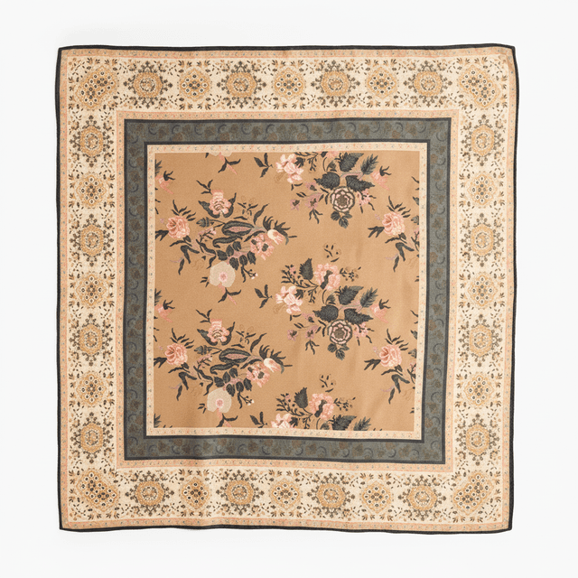 Patterned Scarf — Dark beige/patterned