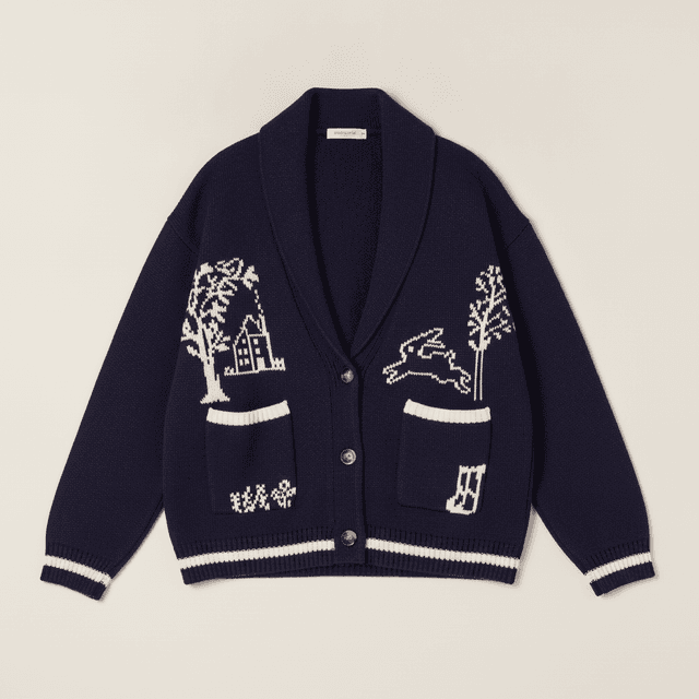 Ayleen Intarsia Shawl Collar Cardigan