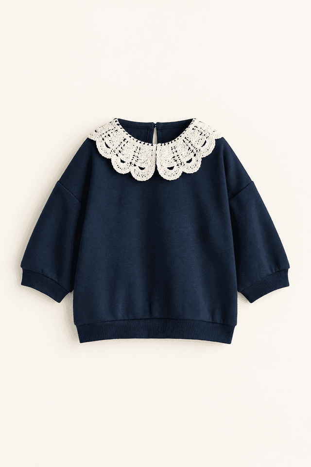 Baby & Toddler Loose-Fit Sweatshirt with Crochet Collar