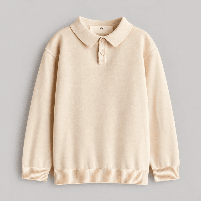 H&M Kids Cotton Polo Sweater — Light Beige