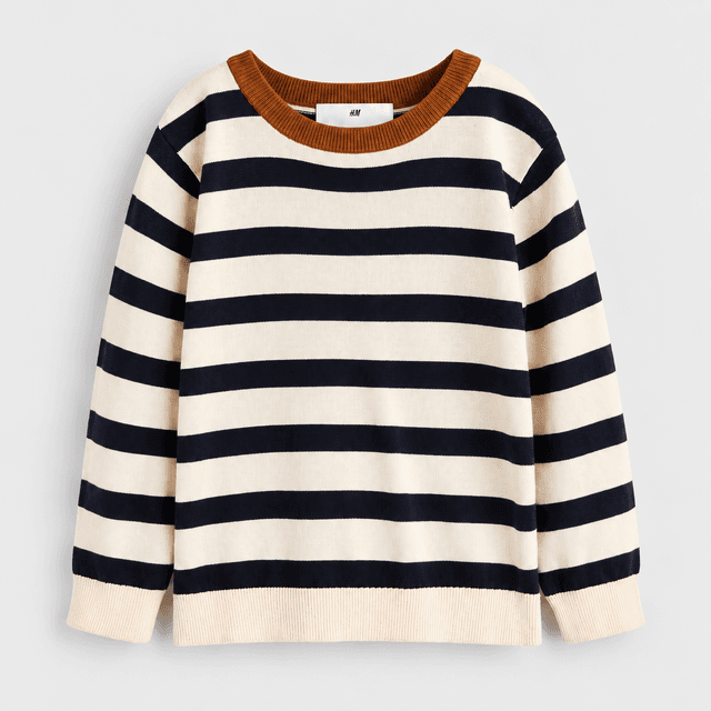 H&M Kids Cotton Sweater — Cream/Striped