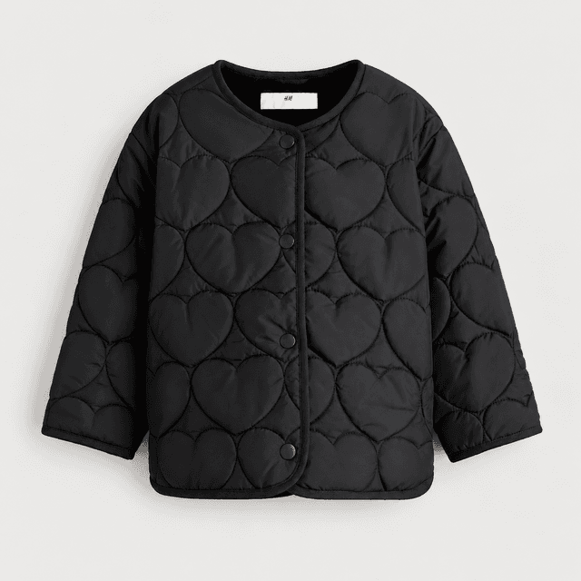 H&M Kids Pile-Lined Quilted Jacket — Black