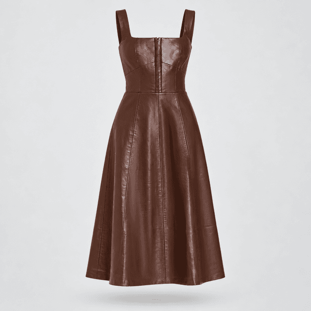Leonie Faux Leather Fit & Flare Midi Dress