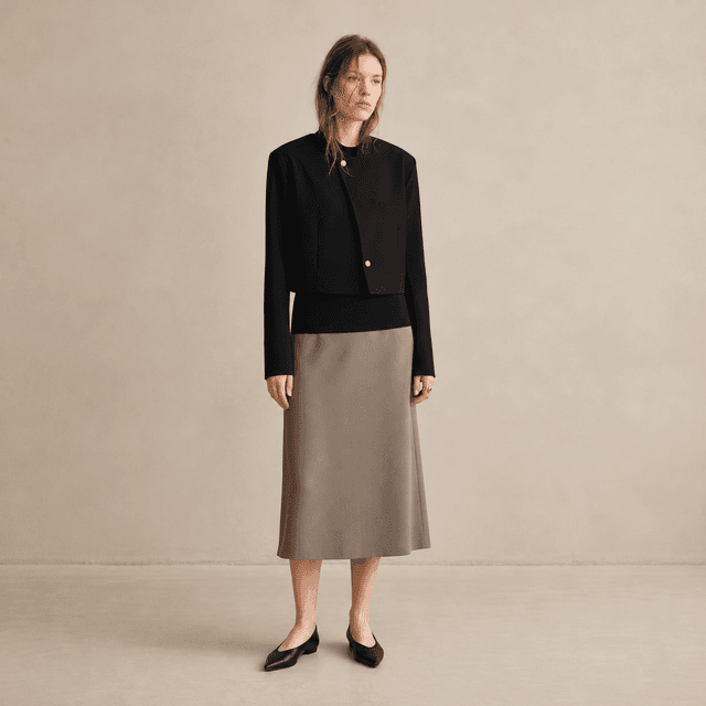 Crop Jacket with Stand-Up Collar