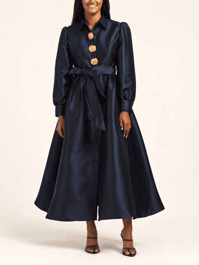 Decorative Button Mikado Gown