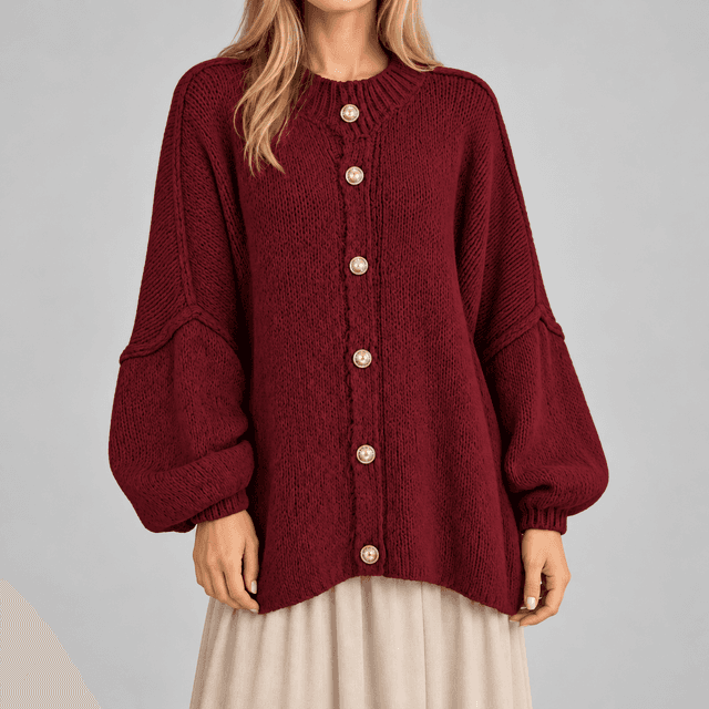 Btfbm Burgundy Cardigan