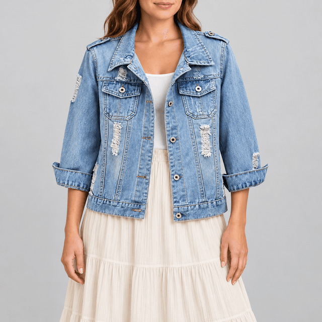 Hixiaohe Light Blue Denim Jacket