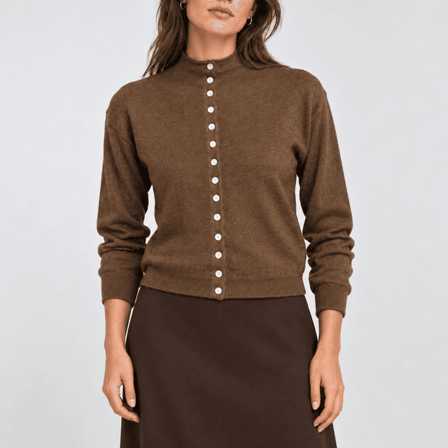 Maya Button Up Sweater in Brown