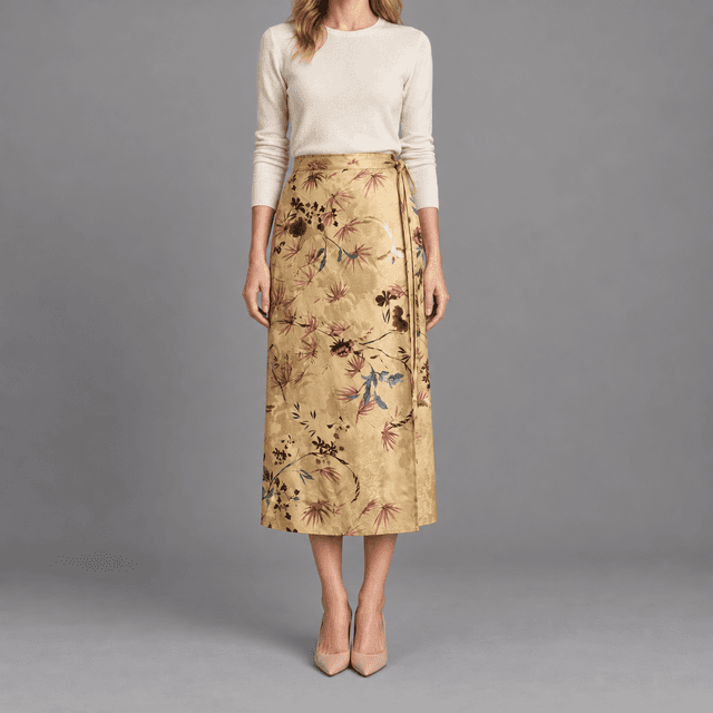 Jacquard-Weave Wrap Skirt